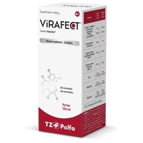 Zdjęcie produktu - Virafect syrop, 120 ml - suplement diety z cynkiem oraz witaminami B6 i D