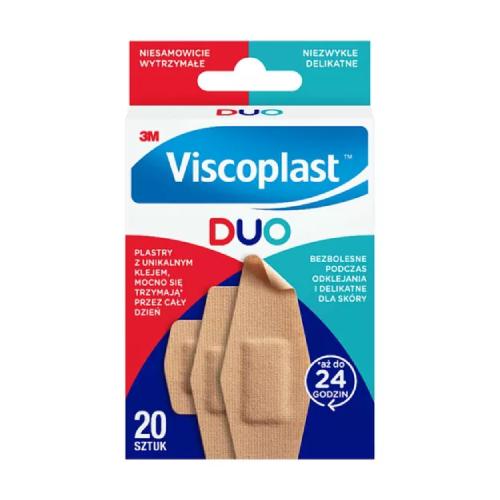 Zdjęcie produktu - VISCOPLAST Duo Plastry z mocnym klejem, delikatne dla sk&oacute;ry, 20 szt.