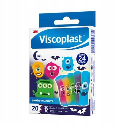 Zdjęcie produktu - VISCOPLAST Monsters Plastry dla dzieci, 20szt. USZKODZONE OPAKOWANIE