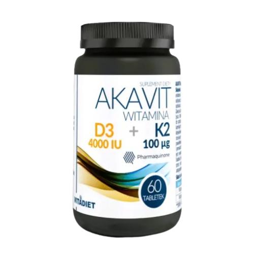 Zdjęcie produktu - VITADIET Akavit Witamina D3 4000 IU + K2 100 mcg, 60 tabl.