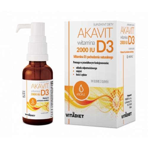 Zdjęcie produktu -  VITADIET Akavit Witamina D3 2000 IU krople, 29,4ml
