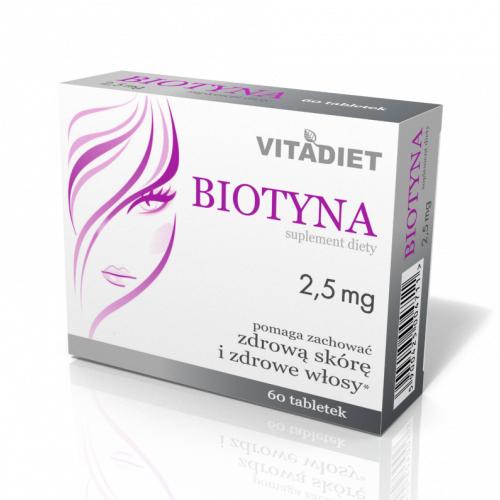 Zdjęcie produktu - VITADIET Biotyna 2,5 mg, 60 tabl.