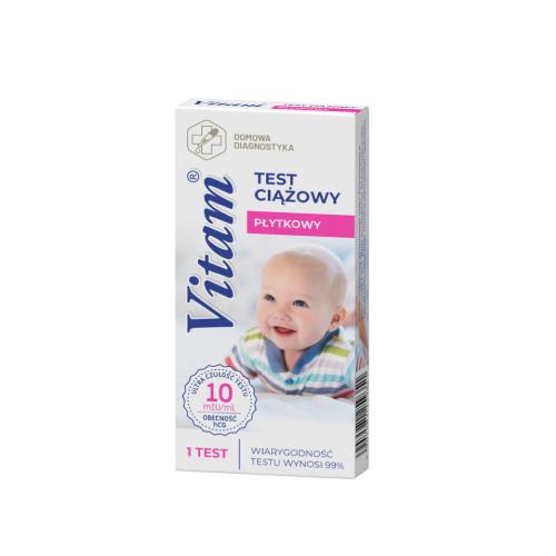 Zdjęcie produktu - VITAM test ciążowy płytkowy 10mlU/ml Diagnosis, 1szt.