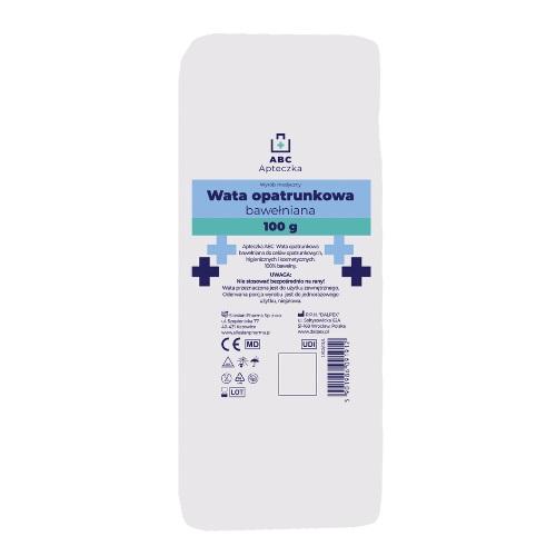 Zdjęcie produktu - Apteczka ABC Wata opatrunkowa bawełniana, 100 g