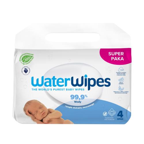 Zdjęcie produktu - WaterWipes BIO Chusteczki nawilżane wodne, 4x 60szt.