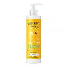 Zdjęcie produktu - Weleda Baby Calendula Szampon i płyn do mycia ciała z nagietkiem lekarskim dla niemowląt i dzieci, 400 ml