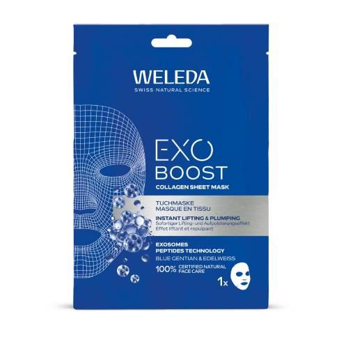 Zdjęcie produktu - Weleda Wxo Boost Kolagenowa maseczka w płachcie z goryczką letnią i szarotką alpejską, 1 szt.