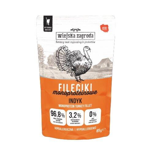 Zdjęcie produktu - Wiejska Zagroda Karma mokra dla kota Fileciki Indyk (dorosły), 85 g