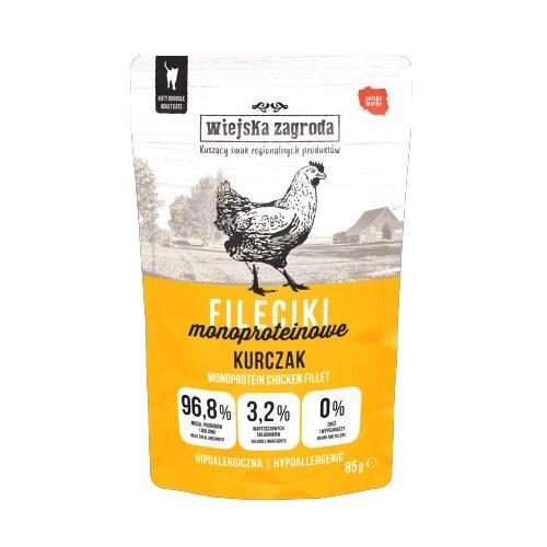 Zdjęcie produktu - Wiejska Zagroda Karma mokra dla kota Fileciki Kurczak (dorosły), 85 g
