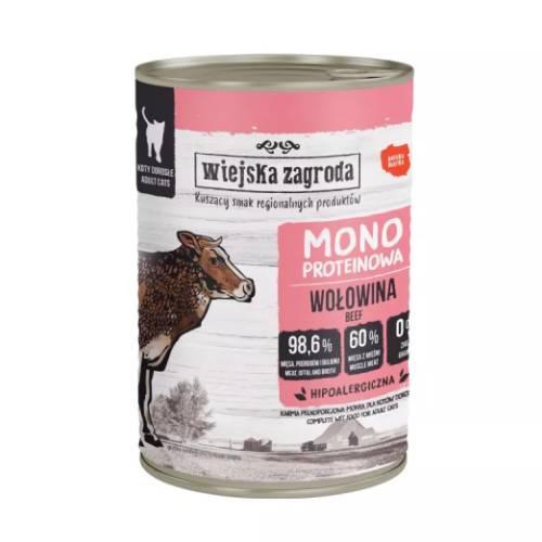 Zdjęcie produktu - Wiejska Zagroda Karma mokra dla kota Monobiałkowa Wołowina (dorosły), 400 g