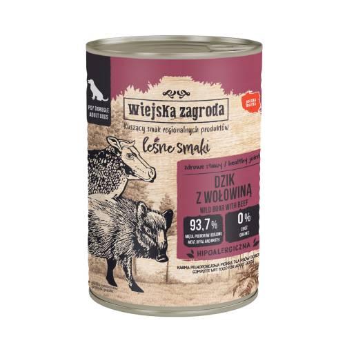 Zdjęcie produktu - Wiejska Zagroda Karma mokra dla psa Leśne smaki Dzik z wołowiną (dorosły), 400 g