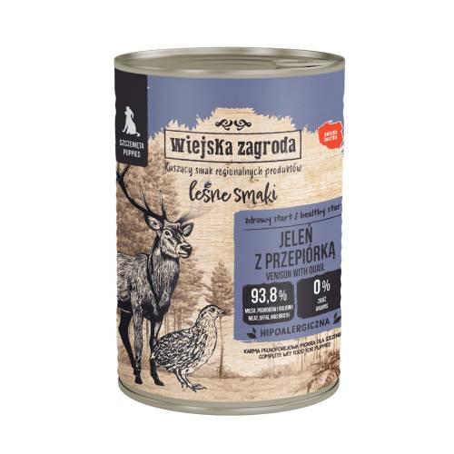 Zdjęcie produktu - Wiejska Zagroda Karma mokra dla psa Leśne smaki Jeleń z przepi&oacute;rką (szczeniak), 400 g