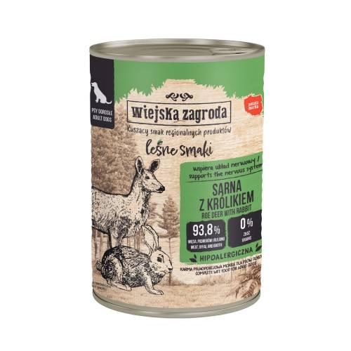 Zdjęcie produktu - Wiejska Zagroda Karma mokra dla psa Leśne smaki Sarna z kr&oacute;likiem (dorosły), 400 g