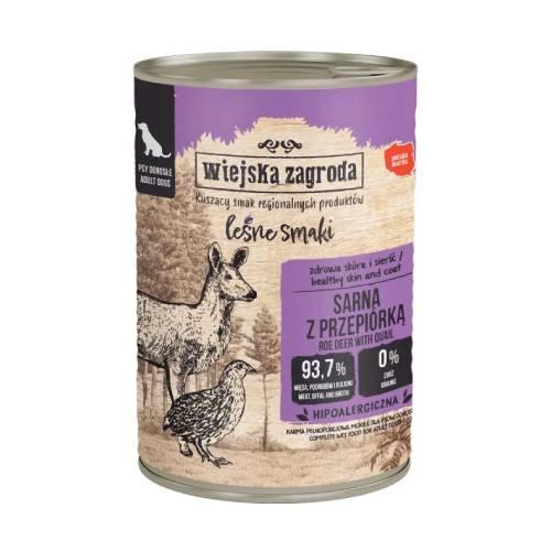 Zdjęcie produktu - Wiejska Zagroda Karma mokra dla psa Leśne smaki Sarna z przepi&oacute;rką (dorosły), 400 g