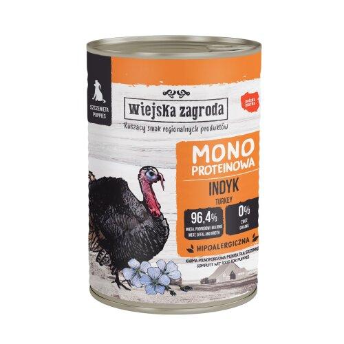 Zdjęcie produktu - Wiejska Zagroda Karma mokra dla psa Monoproteinowa Indyk (szczeniak), 400 g