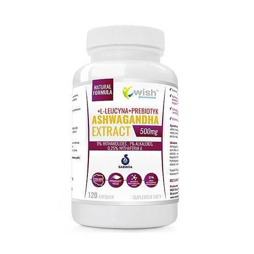 Zdjęcie produktu - Wish Pharmaceutical Ashwagandha ekstrakt 500 mg, 120 kaps.
