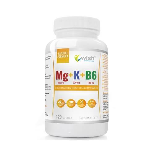 Zdjęcie produktu - Wish Pharmaceutical Magnez + Potas + Witamina B6 Vege, 120 kaps.