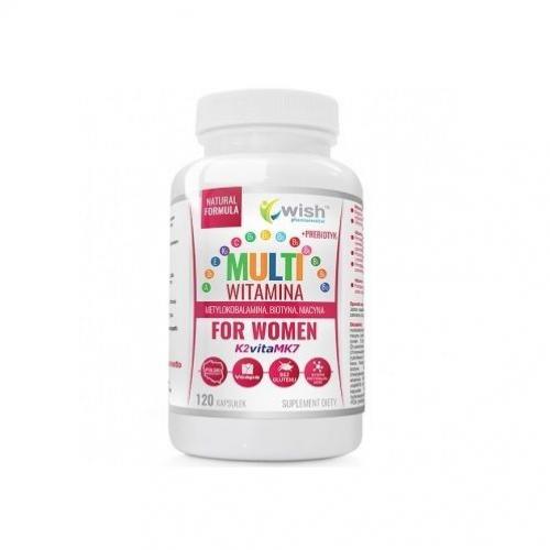 Zdjęcie produktu - WISH Pharmaceutical Multiwitamina for Women + Prebiotyk, 120 kapsułek