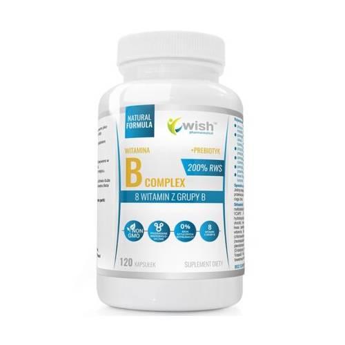 Zdjęcie produktu - Wish Pharmaceutical Witamina B Complex 200% RWS + Prebiotyk, 120 kaps.