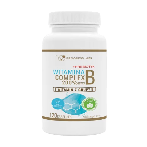 Zdjęcie produktu - Progress Labs Witamina B Complex 200% RWS + Prebiotyk, 120 kaps.