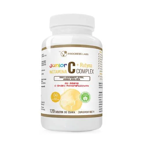 Zdjęcie produktu - Progress Labs Witamina C Complex Rutyna Junior smak pomarańczowy, 120 tabl. do ssania