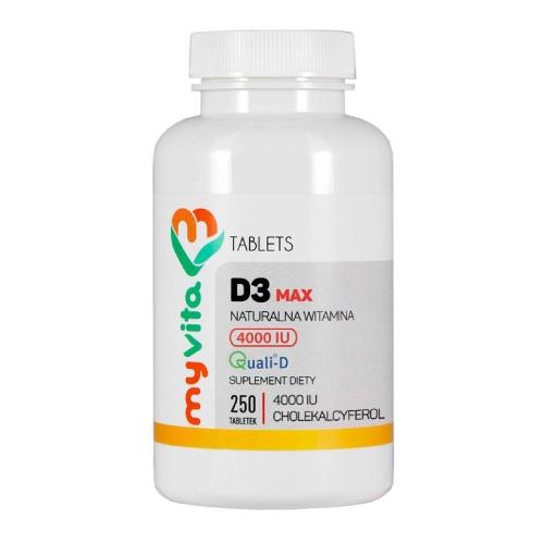 Zdjęcie produktu - MyVita Naturalna witamina D3 Max 4000IU, 250 tabl.