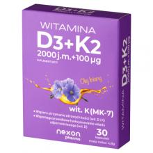 Zdjęcie produktu - Witamina D3 + K2 2000 j.m. + 100 &mu;g, 30 kaps.