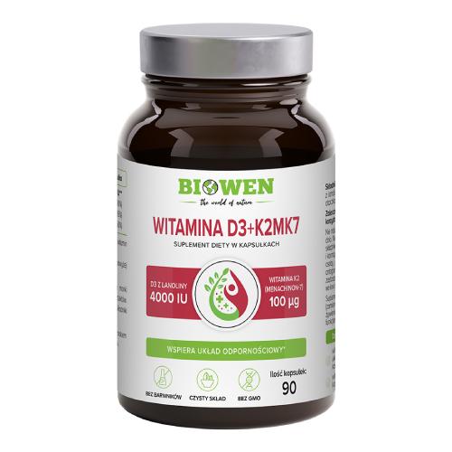 Zdjęcie produktu - Biowen Witamina D3+K2MK7, 90 kaps.
