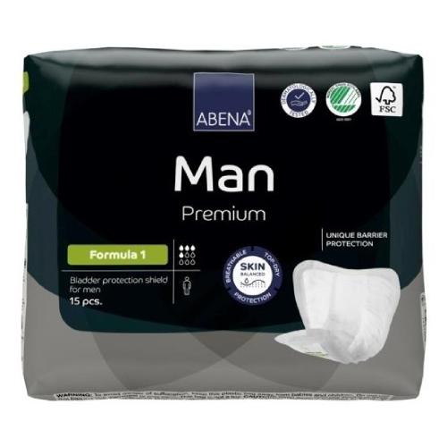 Zdjęcie produktu - Abena Man Premium Formula 1 Wkładki higieniczne dla mężczyzn na nietrzymanie moczu, 15 szt.