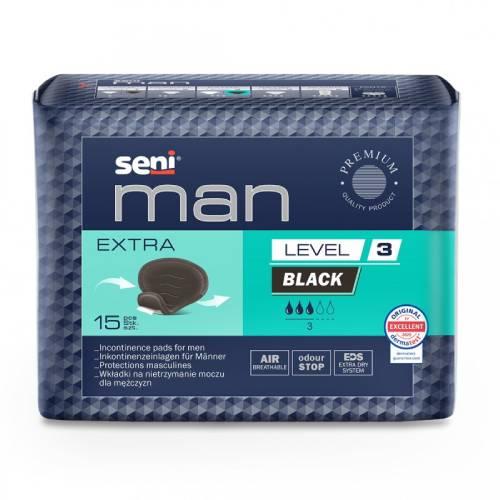 Zdjęcie produktu - Seni Man Level 3 Extra Black Wkładki urologiczne dla mężczyzn, 15 szt.