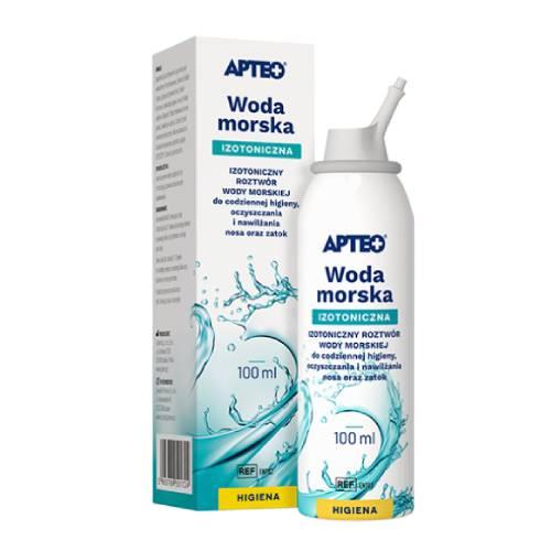 Zdjęcie produktu - Apteo Higiena Izotoniczna woda morska do nosa i zatok dla dzieci i dorosłych, 100 ml