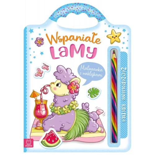 Zdjęcie produktu - AKSJOMAT Wspaniałe lamy. Malowanka z naklejkami. Zaczarowana kredka