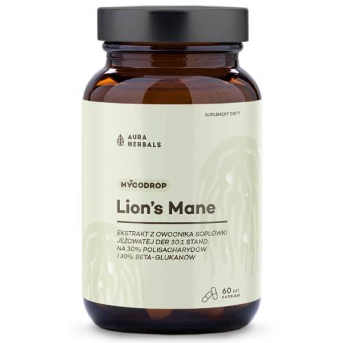 Miniaturka artykułu - Aura Herbals Mycodrop Lion's Mane 30:1 Ekstrakt z owocnika lion&rsquo;s mane, 60 kaps.