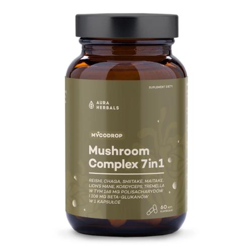 Miniaturka artykułu - Aura Herbals Mycodrop Mushroom Complex 7w1, 60 kaps.