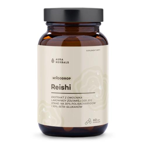 Miniaturka artykułu - Aura Herbals Mycodrop Reishi 30:1, 60 kaps.