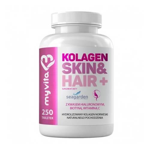 Miniaturka artykułu - MyVita Kolagen Skin & Hair+, 250 tabl.