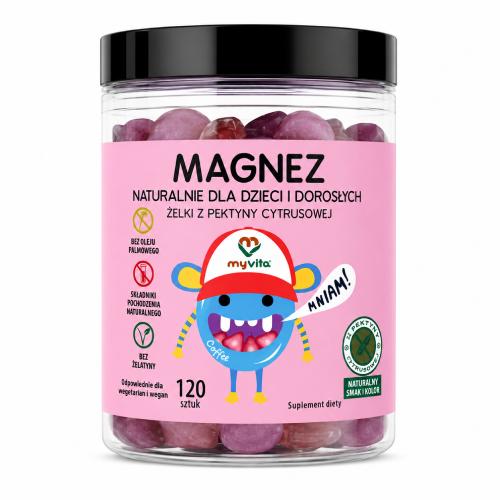 Miniaturka artykułu - MyVita Magnez Naturalne żelki dla dzieci i dorosłych, 120 szt.