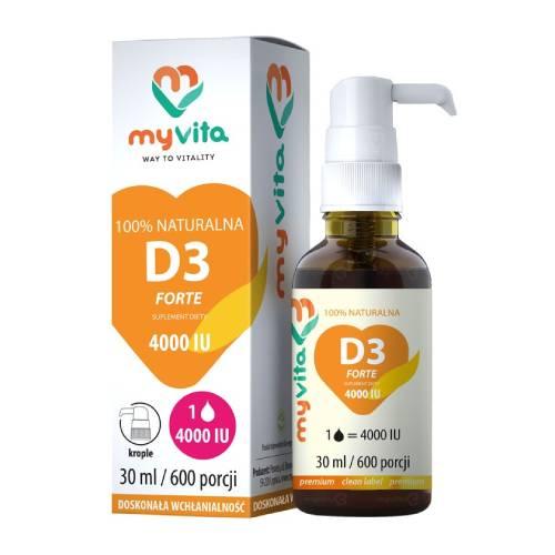 Miniaturka artykułu - MYVITA Naturalna witamina D3 Forte 4000IU Krople, 30ml