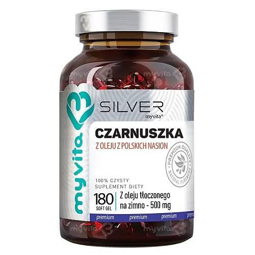 Miniaturka artykułu - MyVita SILVER Olej z czarnuszki 500 mg, 180 kapsułek