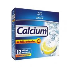 Zdjęcie produktu - Zdrovit Calcium z witaminą C smak cytrynowy, 12 tabl. musujących 