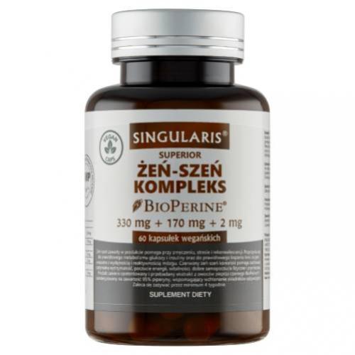 Zdjęcie produktu - SINGULARIS Żeń-szeń Kompleks Bioperine 330mg+170mg+2mg, 60 kapsułek
