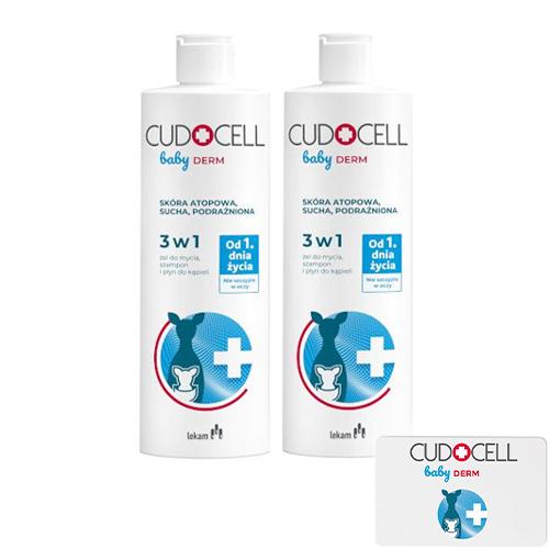 Zestaw 2x CUDOCELL Baby Derm 3w1 żel do mycia, szampon i płyn do kąpieli, 400ml + Karta blokująca możliwość skanowania zbliżeniowego RFID