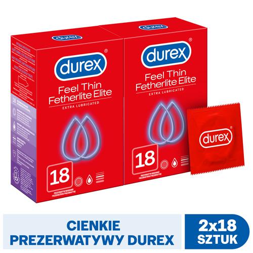Zestaw 2x Durex Fetherlite Elite Prezerwatywy, 18 sztuk
