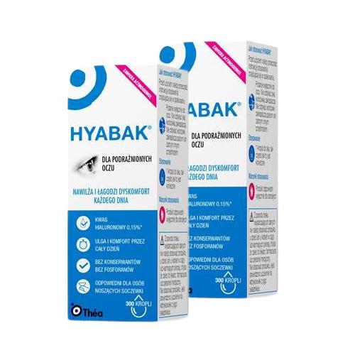Zdjęcie produktu - Zestaw Hyabak - nawilżające krople do oczu z Actinoquinolem dla oczu podrażnionych i suchych, 2 x 10 ml