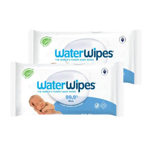 Zdjęcie produktu - Zestaw 2x WaterWipes chusteczki nawilżane, 60 sztuk