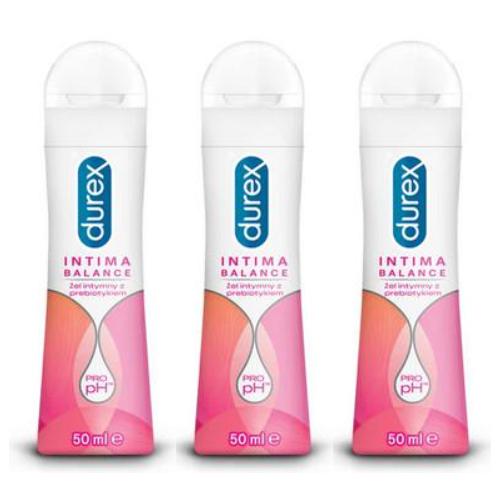 Zestaw 3x DUREX INTIMA BALANCE Pro pH żel intymny z prebiotykiem, 50ml