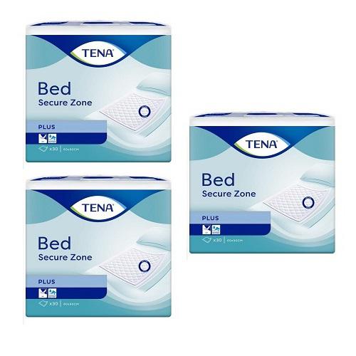 Zestaw 3x TENA BED Plus Podkłady chłonne 60 x 90cm, 30 sztuk