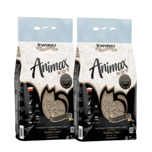Zdjęcie produktu - Zestaw AnimaxKot Golden Line Żwirek zbrylający pałeczki 3 mm, 2 x 7 l