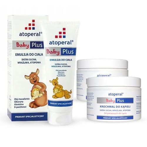 Zestaw Atoperal Baby Plus Emulsja do ciała, 200ml + 2x Krochmal do kąpieli, 250g