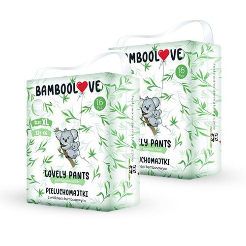 Zestaw BAMBOOLOVE Lovely Pants Pieluchomajtki z wł&oacute;knem bambusowym XL (12+kg), 2 x 16szt.